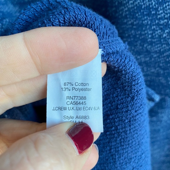 J. Crew Terry Pullover Sweatshirt Top Lightweight Vintage Terry Blue Cre… - Picture 7 of 9